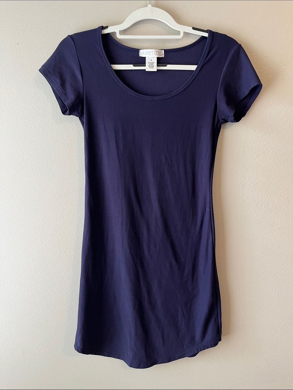 Planet Gold Navy Scoop Neck Short Sleeve Tee Dress